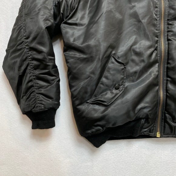 Arctic Pole Flight MA-1 Bomber Jacket Mens Size Large Black Orange Reversible - Picture 4 of 11